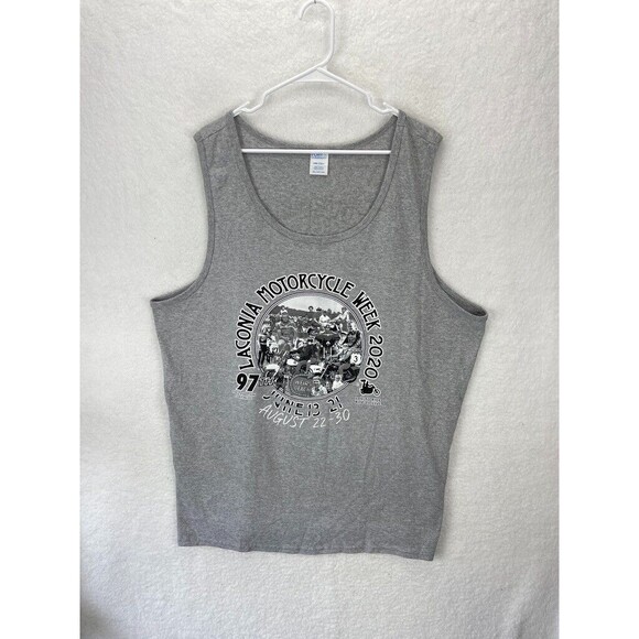 Port & Company Sleeveless T-Shirt Men’s 2XL Gray Laconia Motorcycle Week 2020 - Picture 1 of 6